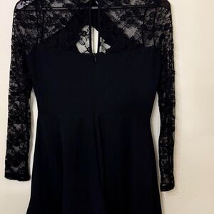 Elegant Black Halter Long Sleeve Sheath Dress